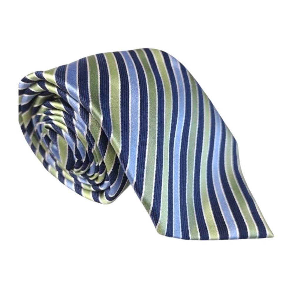 Geoffrey Beene Extra Long Men's Tie Blue/Green Stripes 100% Silk Professional